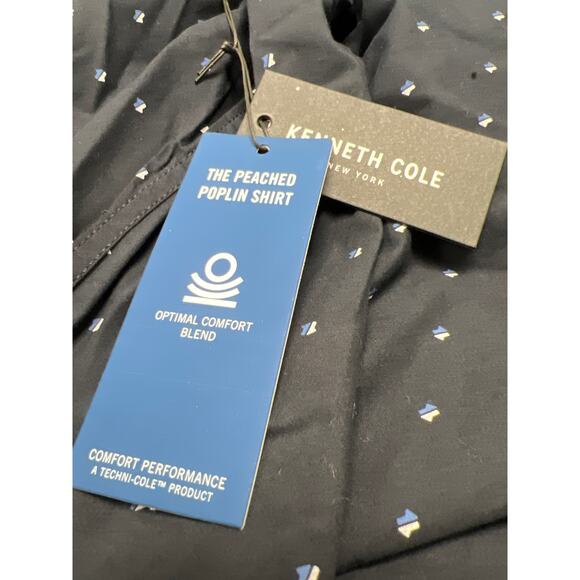 Kenneth Cole The Peached Poplin Navy Blue Button Down Shirt Size 4X New - Picture 8 of 8